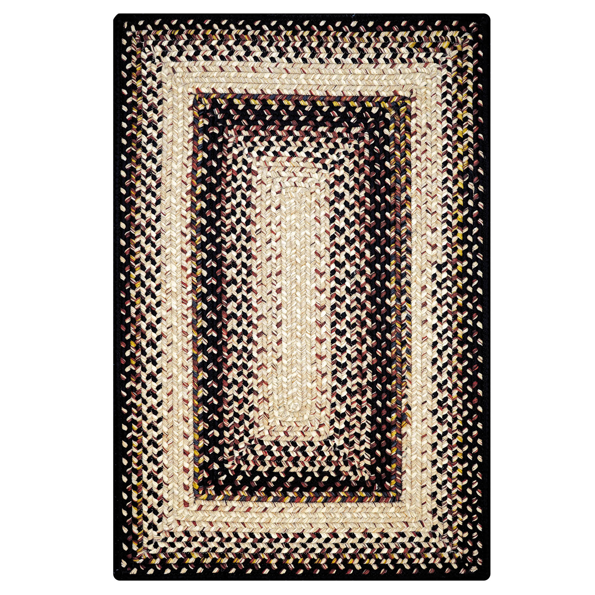 322081 Black Mist Ultra Durable Braided Rugs - Rectangle - 1 ft 8 in x 2 ft 6 in