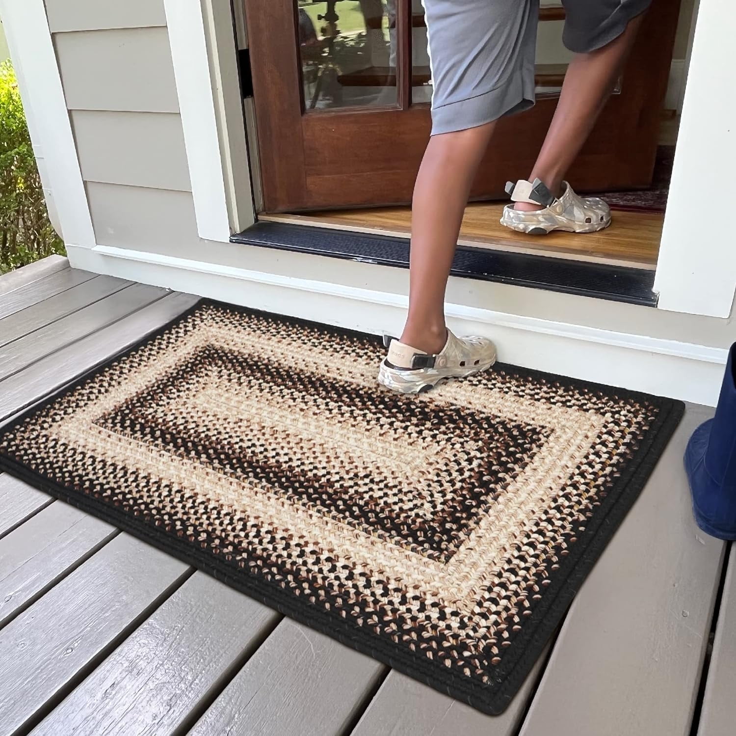 310088 Black Mist Ultra Durable Braided Rugs - Rectangle - 2 ft 3 in x 3 ft 9 in