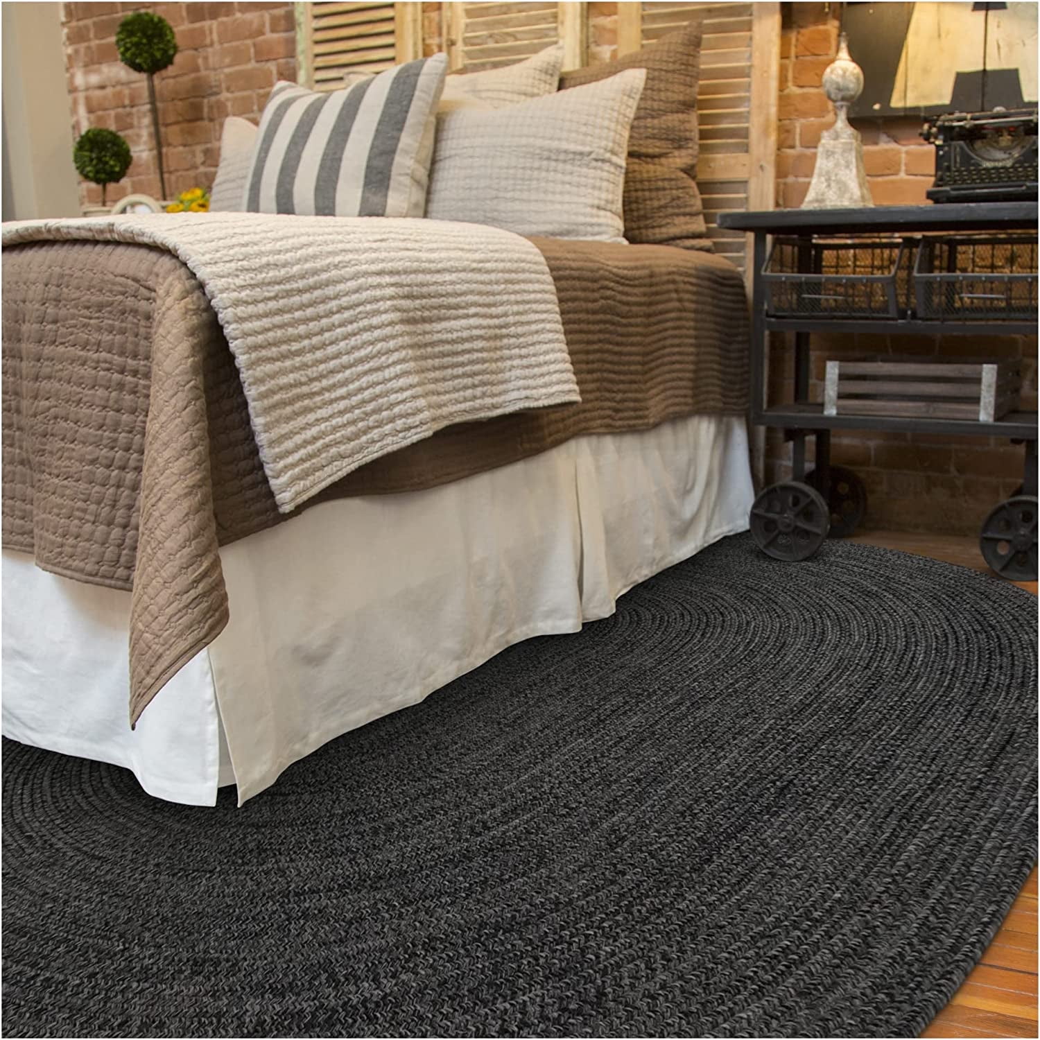 313577 Black Ultra Durable Braided Rugs - Rectangle -  4 ft x 6 ft