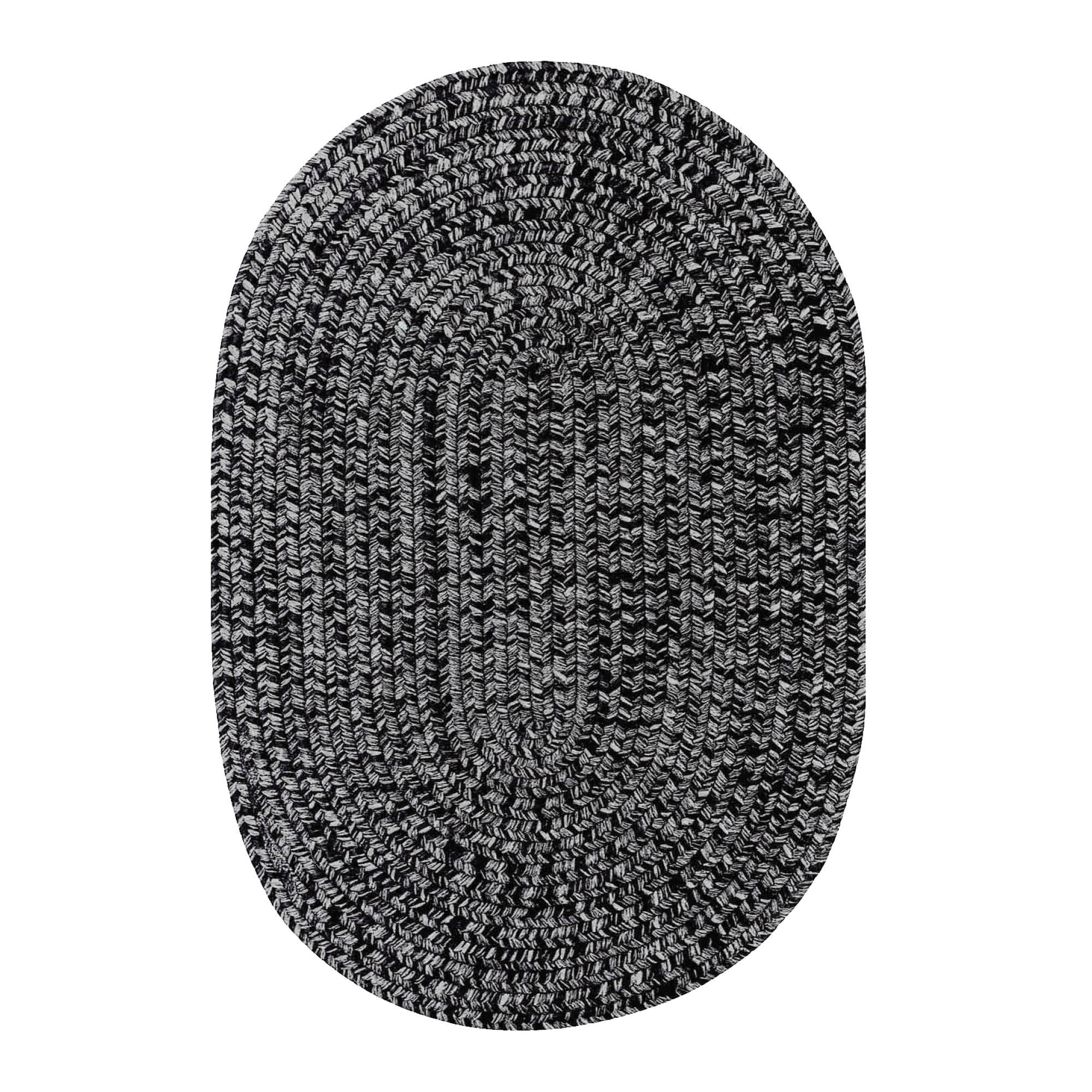 321572 Black Ultra Durable Braided Rugs - Oval - 1 ft 8 in x 2 ft 6 in