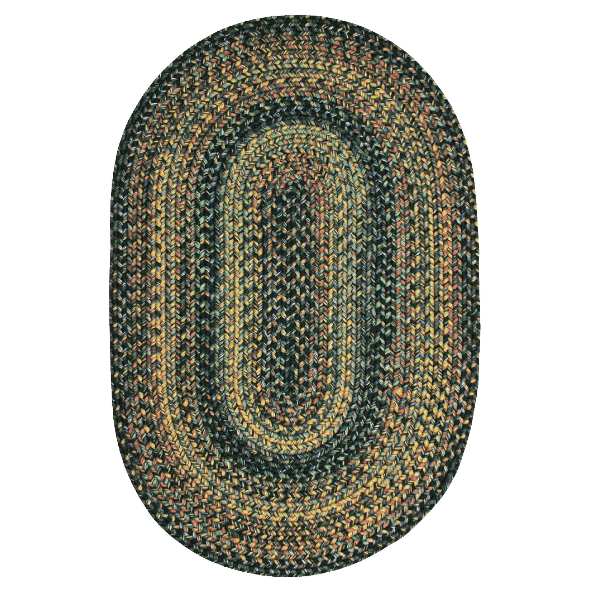 Black Forest Ultra Durable Braided Rugs - Oval - Black Grey Mustard