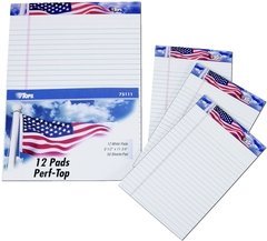 75103 American PrideWriting Tablet- US Flag headtape- white- 50 SH per PD- 3 PD per PK