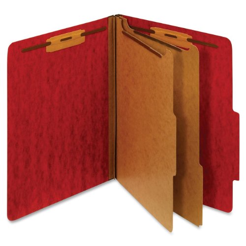 PU64 RED Classification Folders- Legal Size- 2 Partitions- Red