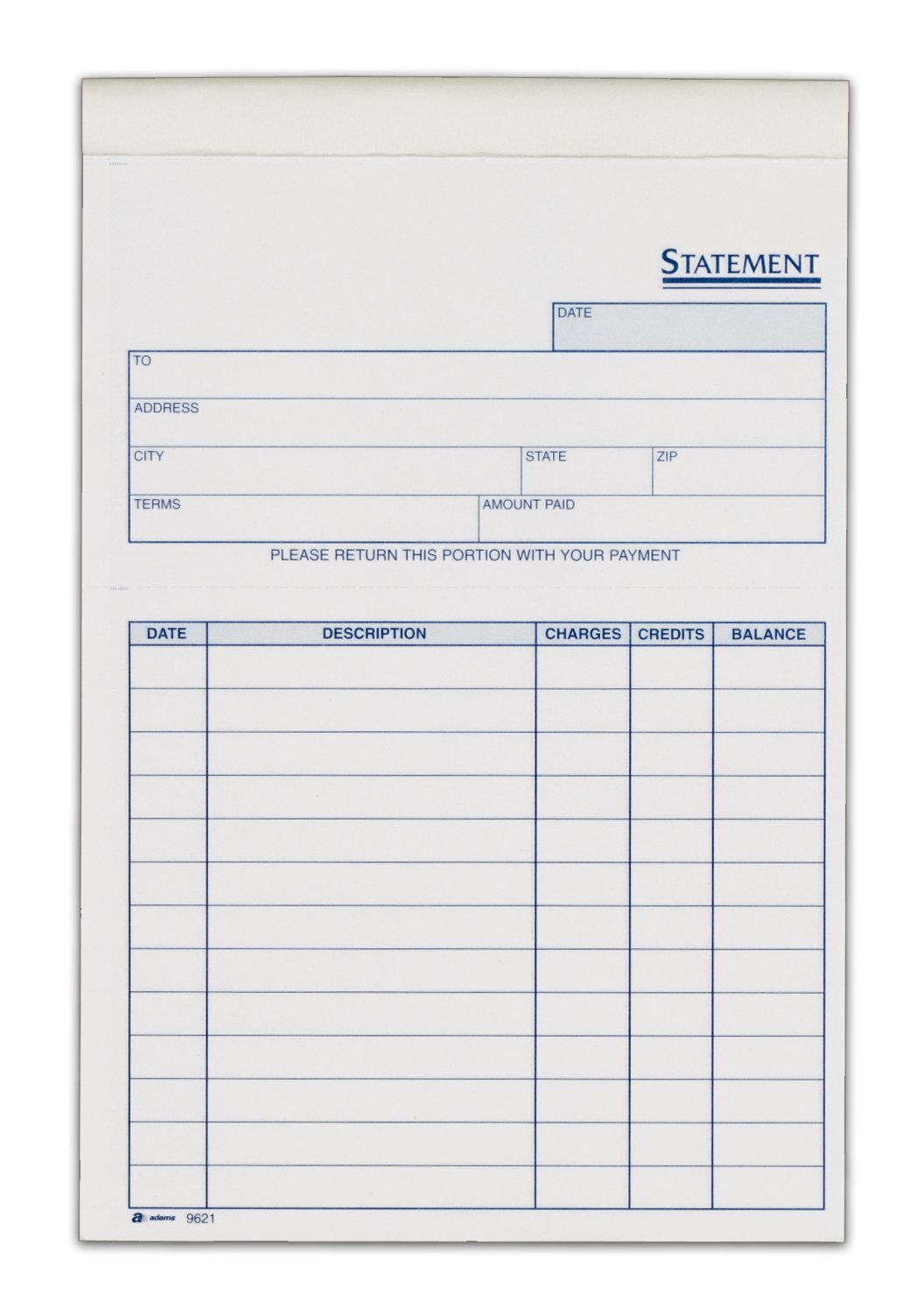 9621ABF Statement- Single Sheets- 100 SH per BK