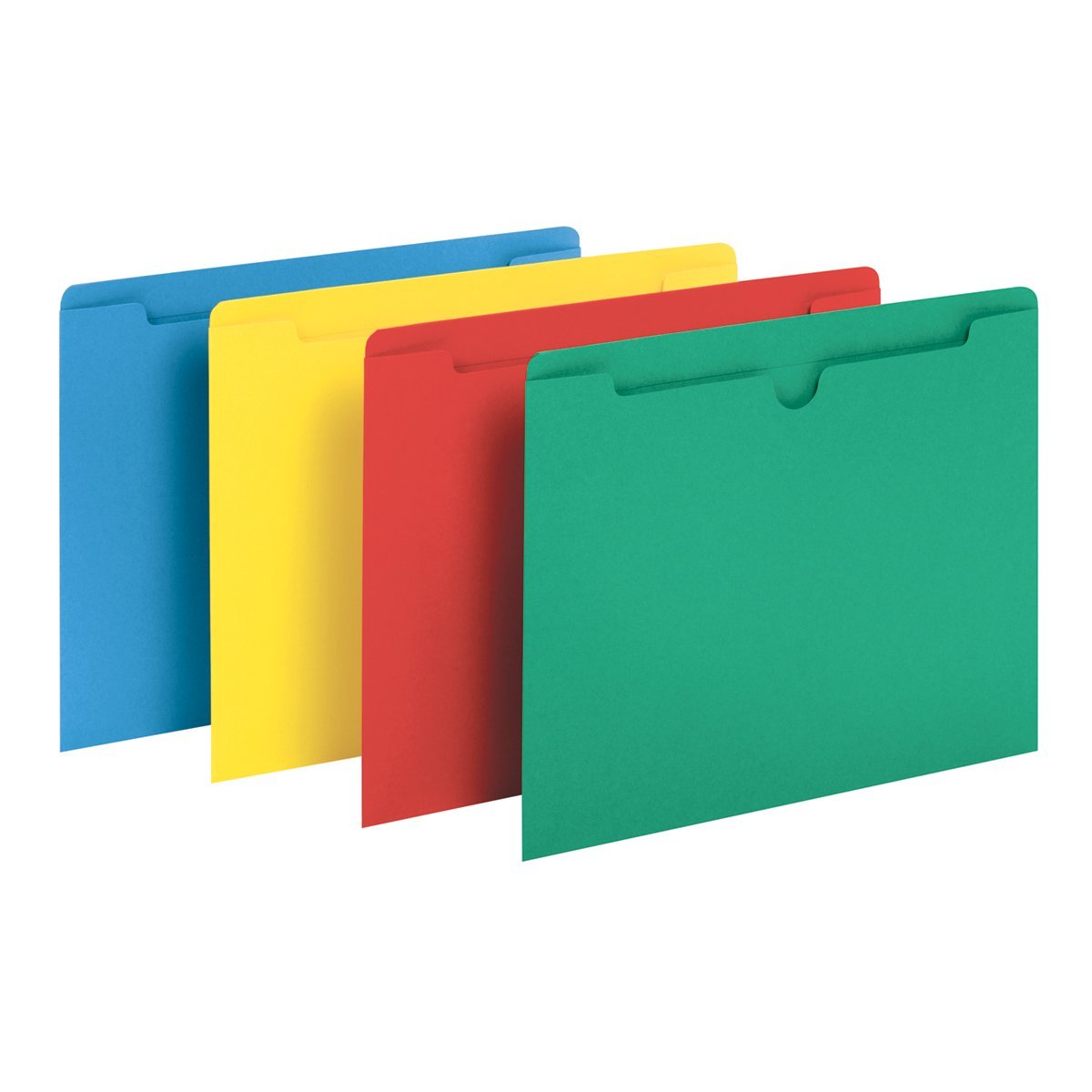 B3010DTAST Colored File Jackets- Double Top Tab- Flat Expansion- Assorted- Letter- 100 per BX 25 blue- 25 Green- 25 Red- 25 Yellow