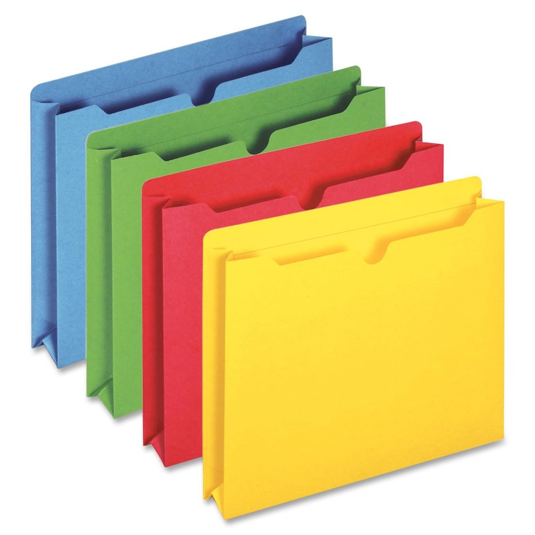 Colored File Jackets- Double Top Tab- 2 in Expansion- Assorted- Letter- 50 per BX 13 blue- 13 Green- 12 Red- 12 Yellow