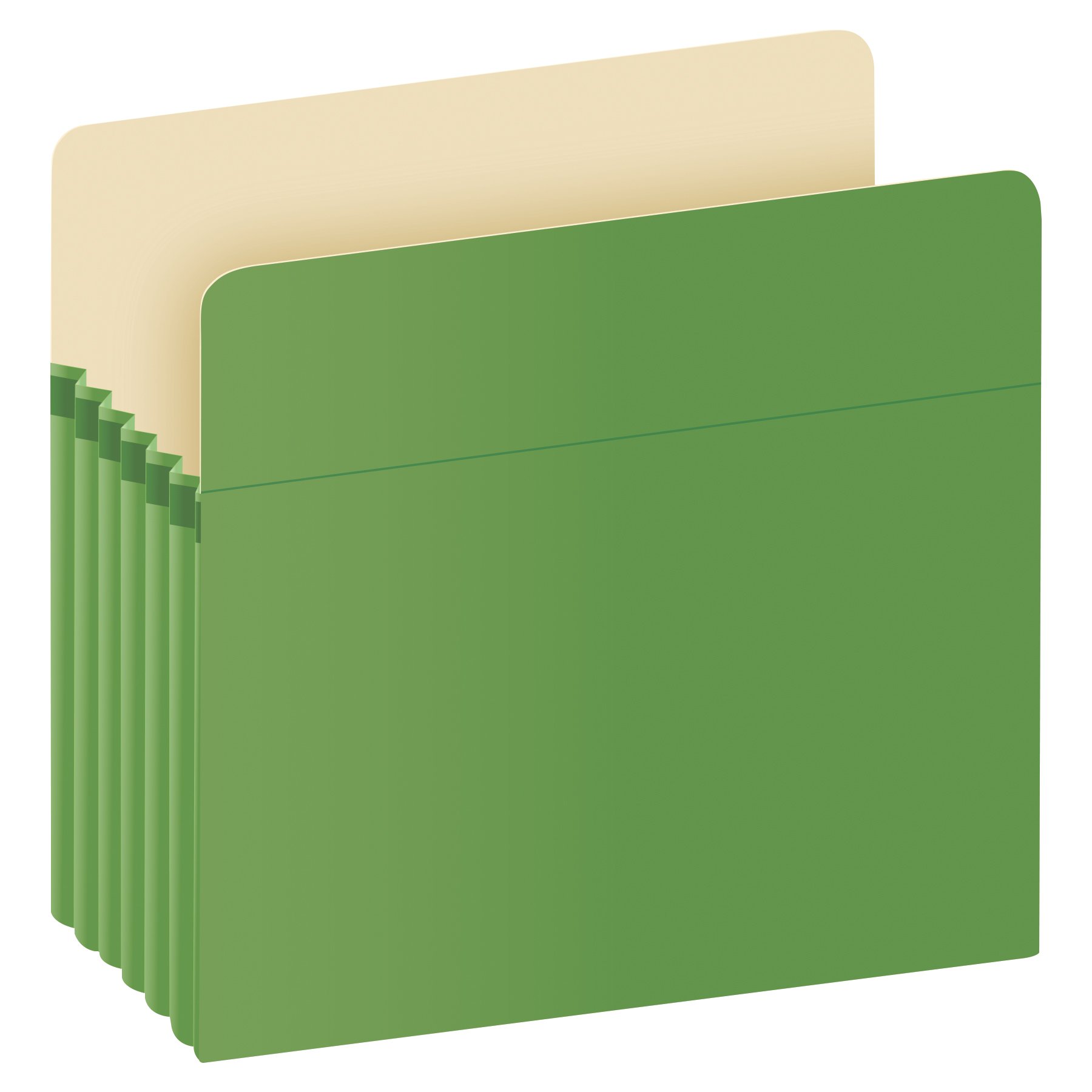 Colored File Pockets- 5.25 in - Green- Letter- 10 per BX- Bulk