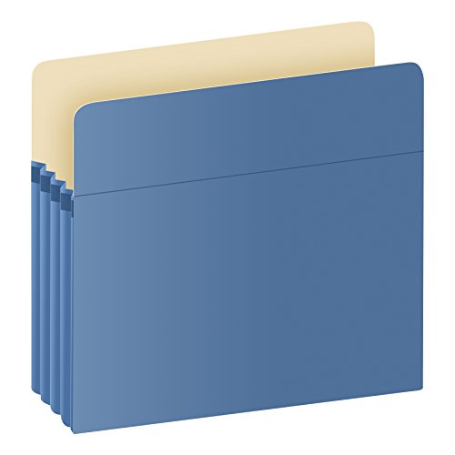 Colored File Pockets- 3.5 in - Blue- Letter- 25 per BX- Bulk