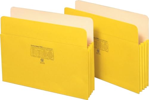 1524E YEL Colored File Pockets- 3.5 in - Yellow- Letter- 25 per BX- Bulk