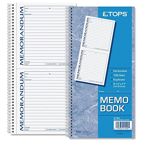 4150 Memorandum Note Book- 2-part carbonless- 2 per PG- 100 ST per BK