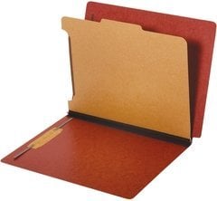Dual Tab Classification Folder - Red - Letter Size - Pack of 10 - Durable Design