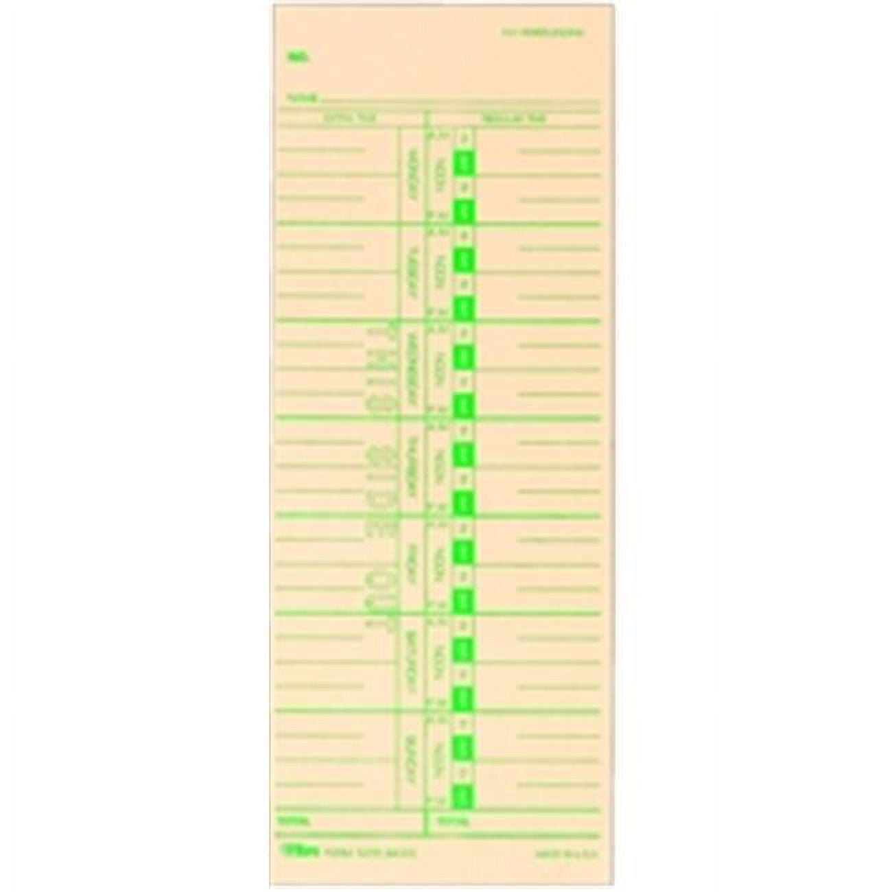 1259 Time Card- Weekly- Manila- M-33- 1950-9305- Green Ink Front- 500 CD per BX