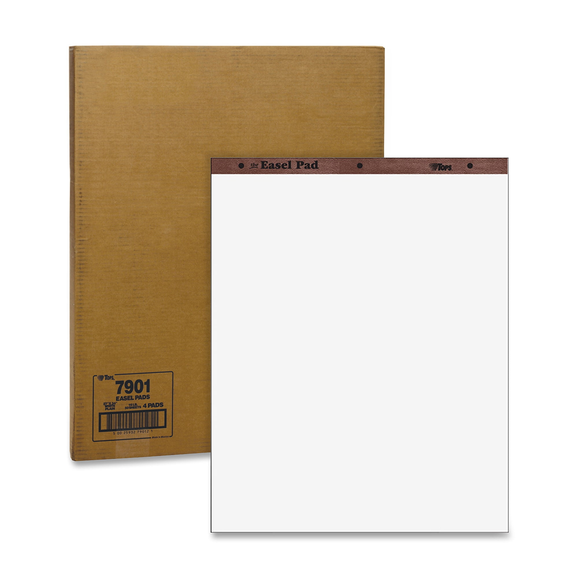7901 Easel Pad- 3-hole punched- 15 lb- plain white- UPC on each- 50 SH per PD
