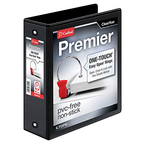 Premier EasyOpen ClearVue Locking Round Ring Binder- 3 in - Black