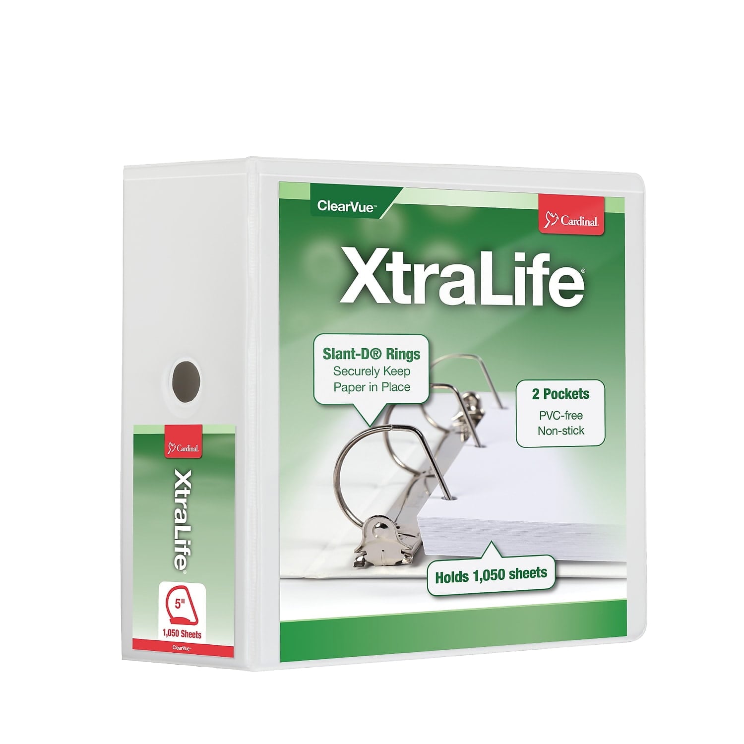 26350 XtraLife ClearVue Non-Stick Locking Slant-D Ring Binder 5 in White
