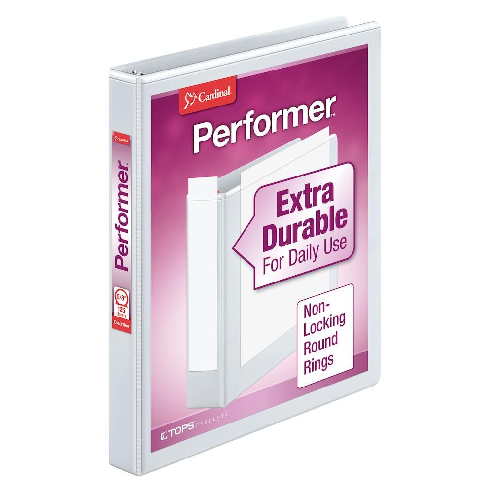 67124 Performer ClearVue Round Ring Binder 0.63 in White