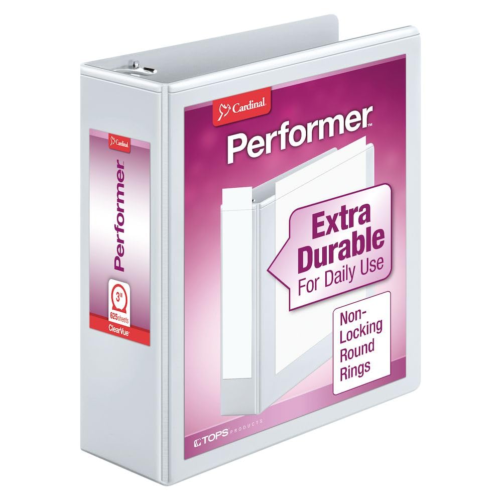 67524  Performer ClearVue Round Ring Binder- 3 in - White
