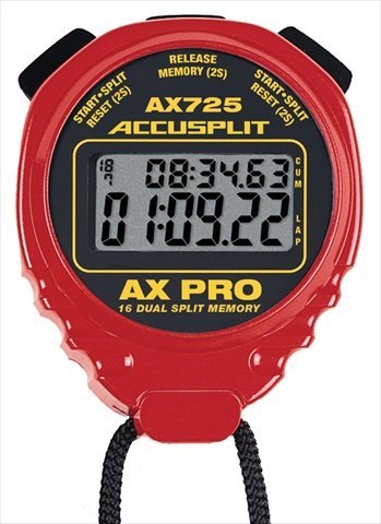 Picture of Accusplit AX725R Professional Dual Line 16 Memory Pro Stopwatch with Red Case
