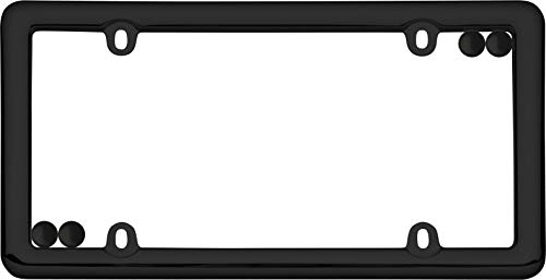 Nouveau License Plate Frame - Black - Standard Size - Includes Fastener Caps - Sleek Design