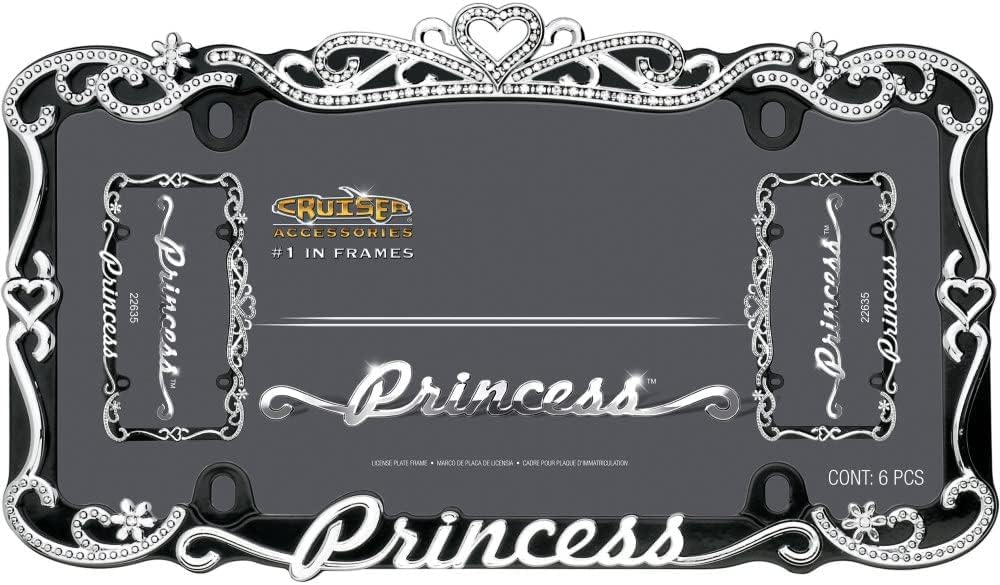 Cruiser Accessories 22635 Princess License Plate Frame- Chrome With Black