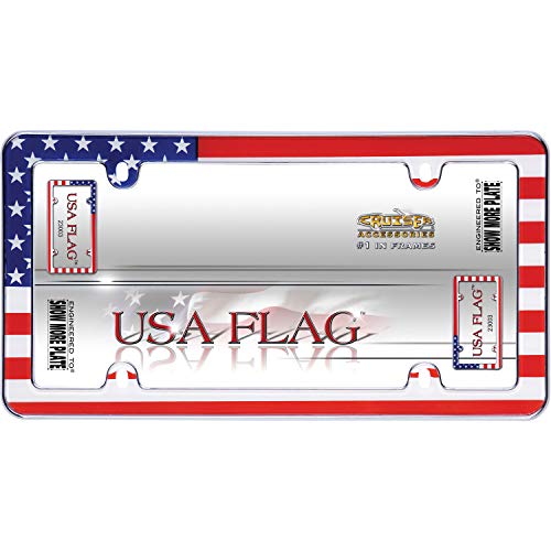 USA Flag License Plate Frame, Chrome