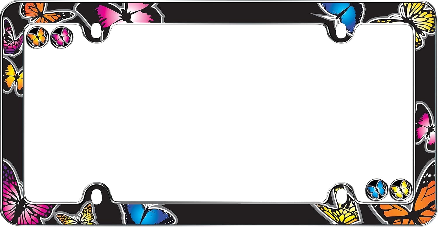 Butterfly License Plate Frame, Chrome
