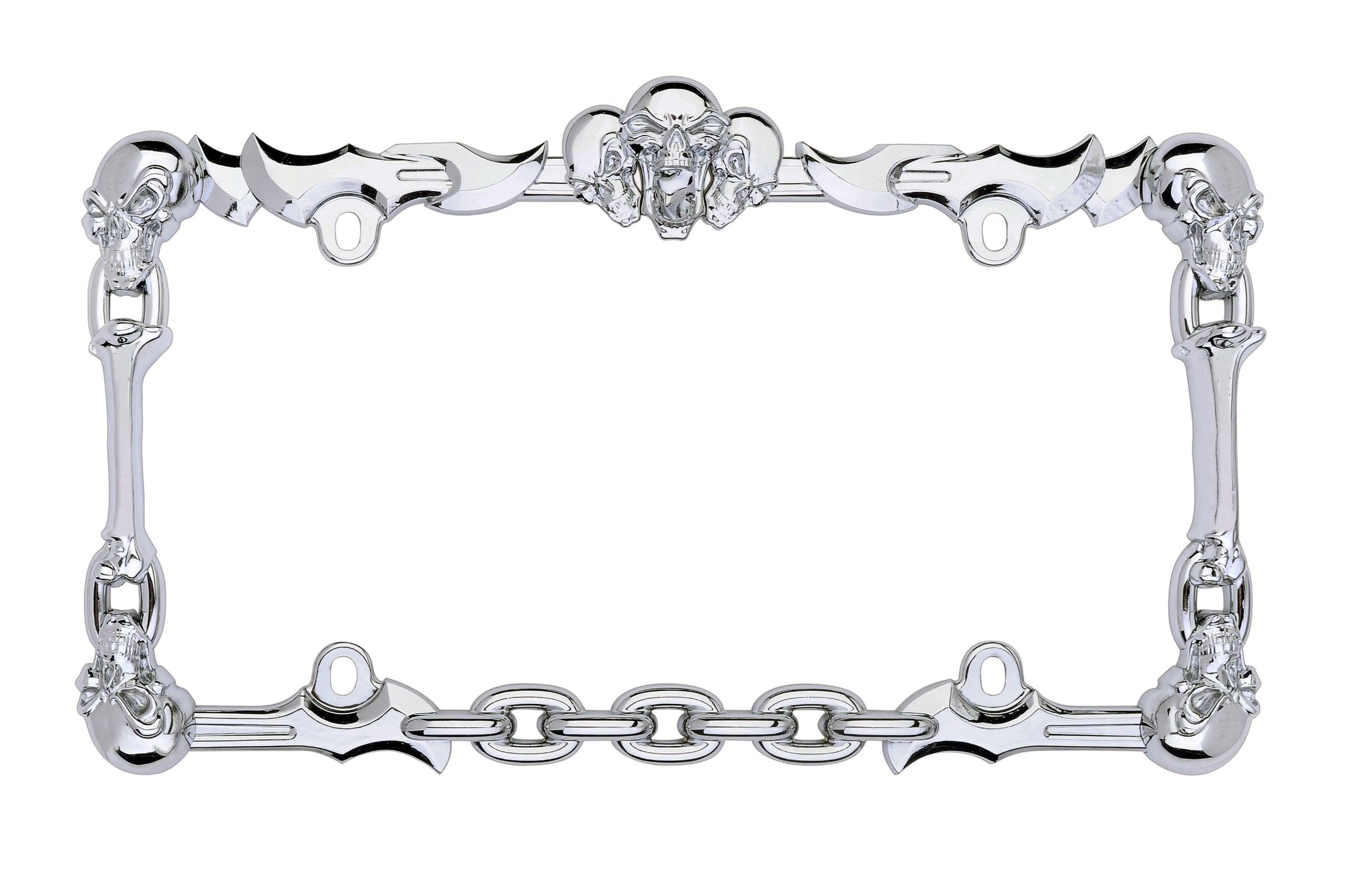 Cruiser Accessories 25231 Skull & Bone License Plate Frame- Chrome