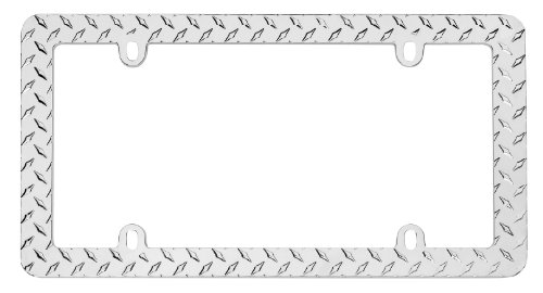 License Plates & License Plate Holders, Diamond Plate License Plate Frame, Chrome