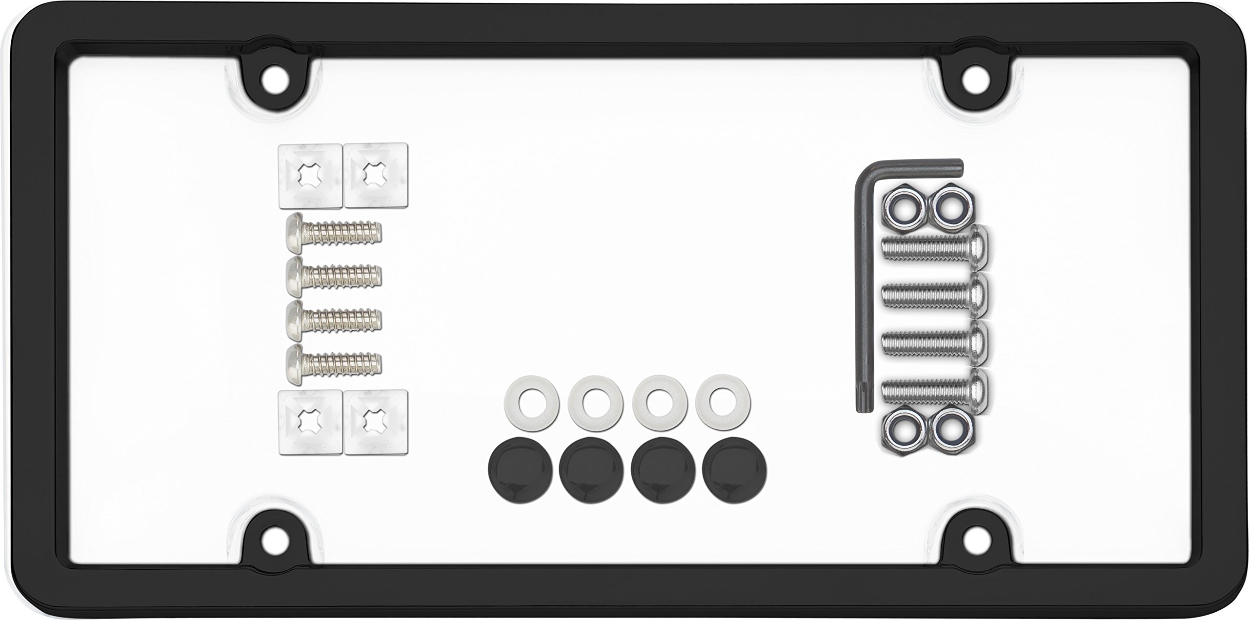 Ultimate Tuf Combo License Plate Frame and Bubble Shield, Black And Clear