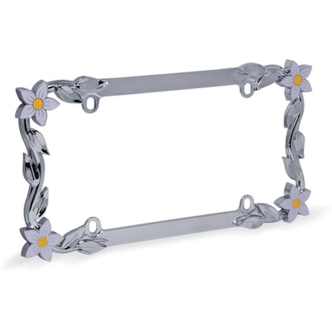 Daisy License Plate Frame  Chrome And Painted