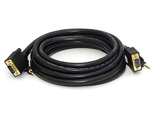 15ft Super VGA Cable with Stereo Audio - Black - 15 ft - Triple Shielded Gold Plated