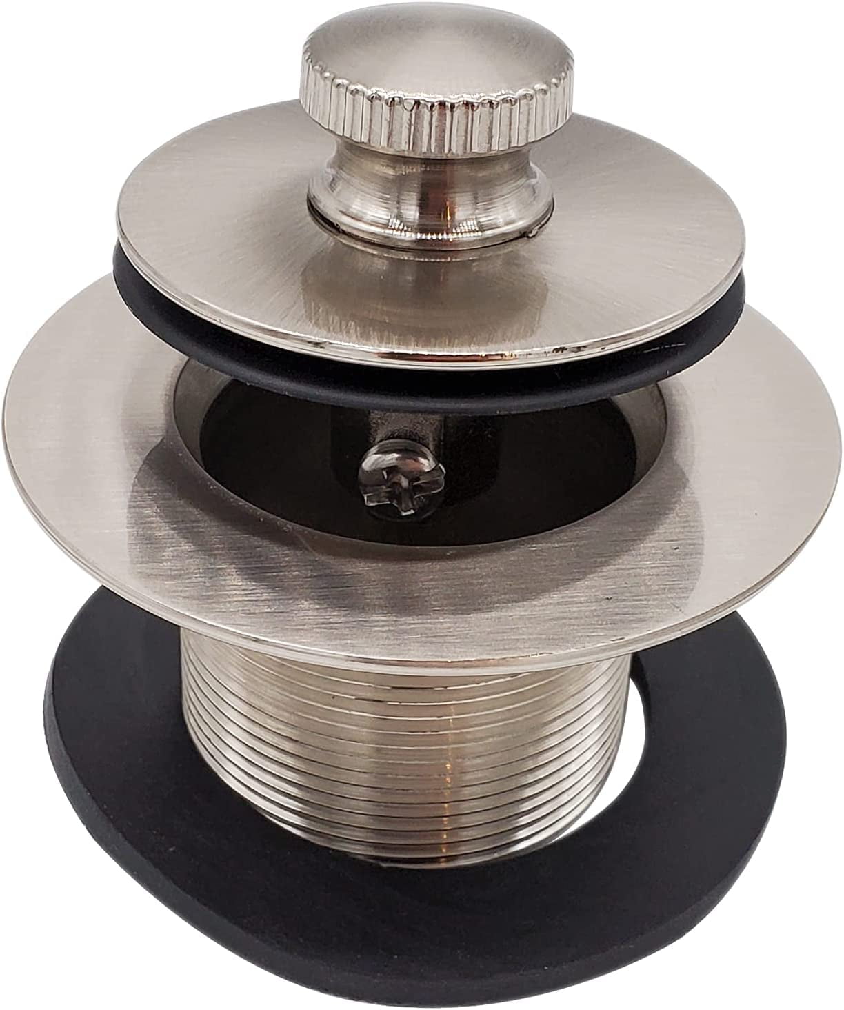 Twist-and-Close Bath Drain Plug - Satin Nickel - 1.375 in. NPSM Fine Thread
