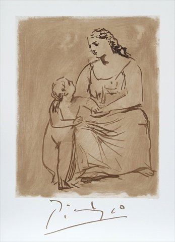 Maternite Lithograph on Paper - Brown - 29 In. x 22 In.