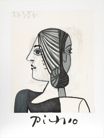 Tete- Lithograph on Paper 29 In. x 22 In. - Black- White