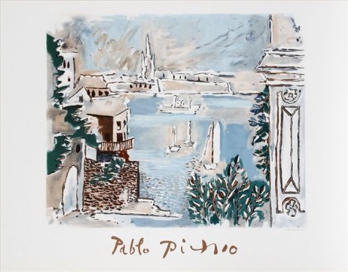 Passage De Dinard - Blue-Green-White - Lithograph on Paper 29 In. x 22 In.