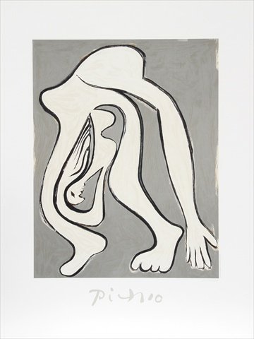 Femme Acrobate, Lithograph on Paper 29 In. x 22 In. - Gray, Black, White