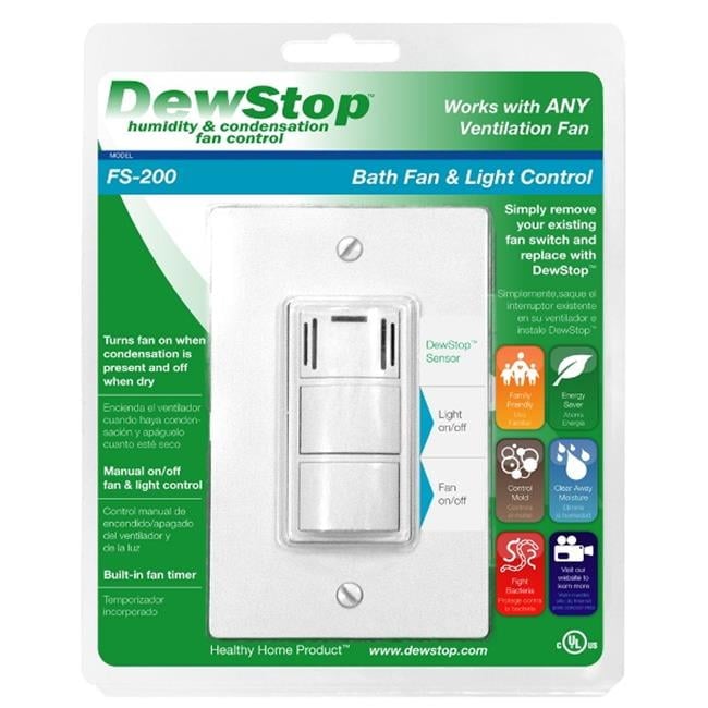 Fs-200-W1 Humidity & Condensation Sensing Bath Fan & Light Control White