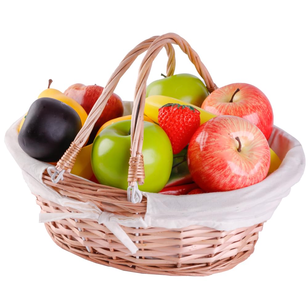 Oval Willow Basket with Double Drop Down Handles - White Fabrice