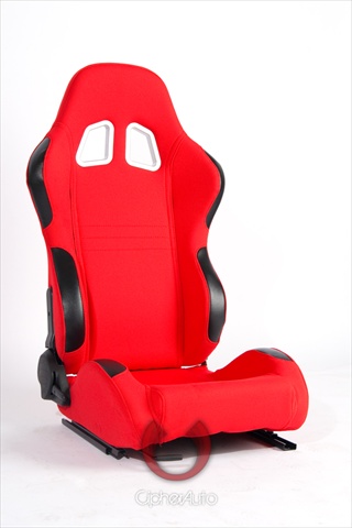 CPA1007 Red Cloth Universal Racing Seats, Sold as a Pair