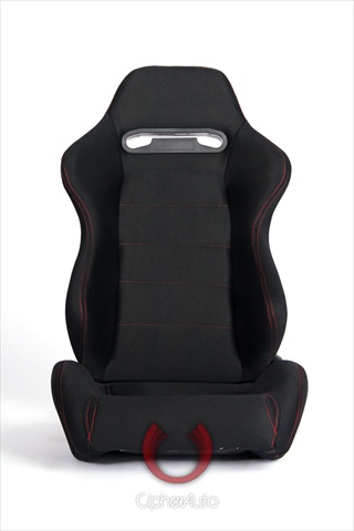 CPA1013 Black Cloth with Red Stitching Universal Racing Seats- Sold as a Pair