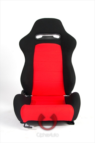 CPA1013 Black and Red Cloth Universal Racing Seats- Sold as a Pair