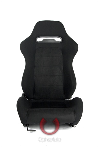 Cipher CPA1013 Black Cloth with Suede Insert Universal Racing Seats; Sold as a Pair