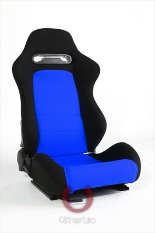 CPA1013 Black and Blue Cloth Racing Seats- Sold as a Pair