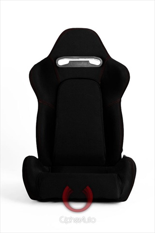 CPA1019 Black Cloth with Outer Red Stitching Universal Racing Seats- Sold as a Pair