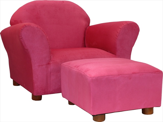 Roundy Chair Microsuede Hot Pink with ottoman Childrens size -  LivingQuarters, LI296388