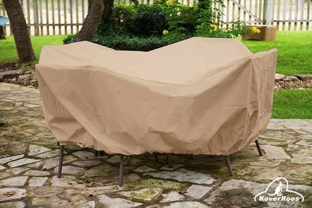 KoverRoos 44267 Weathermax Medium High Back Dining Set Cover- Toast - 92 L x 80 W x 37 H in.