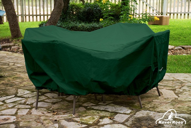KoverRoos 64267 Weathermax Medium High Back Dining Set Cover- Forest Green - 92 L x 80 W x 37 H in.