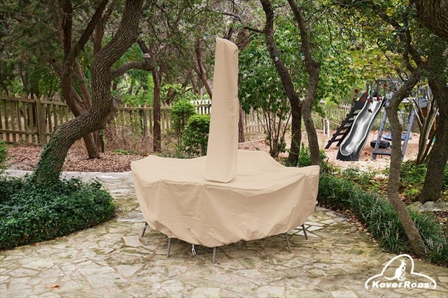 KoverRoos 41361 Weathermax Large High Back Dining Set Cover with umbrella hole- Toast - 112 L x 88 W x 36 H in.