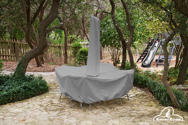 KoverRoos 81361 Weathermax Large High Back Dining Set Cover with umbrella hole- Charcoal - 112 L x 88 W x 36 H in.
