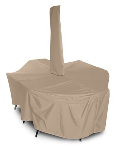 Weathermax Supersize High Back Dining Set Cover with Umbrella Hole - Toast